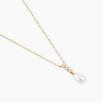 Collier Nahima Or Jaune Perle De Culture Oxyde De Zirconium - Colliers avec pierres Femme | Marc Orian