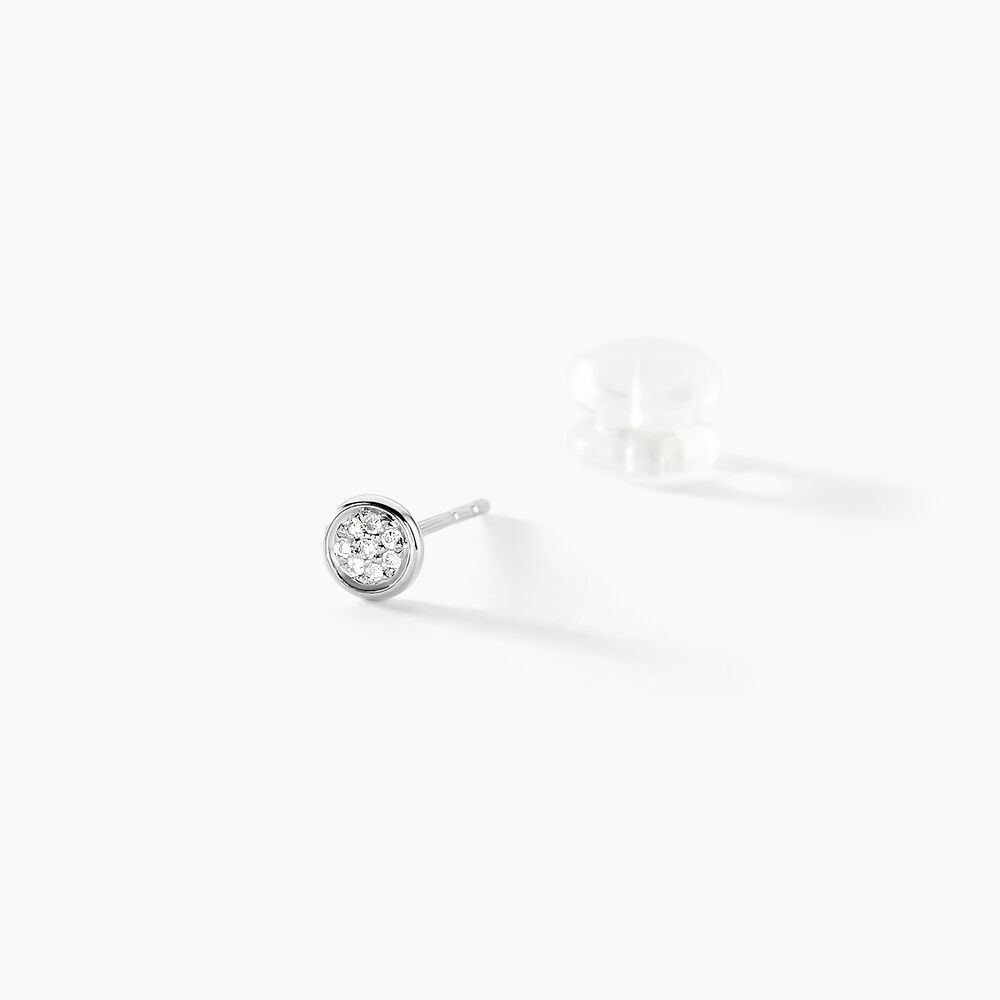 Boucles D'oreilles Puces Violanda Or Blanc Diamant -  Femme | Marc Orian