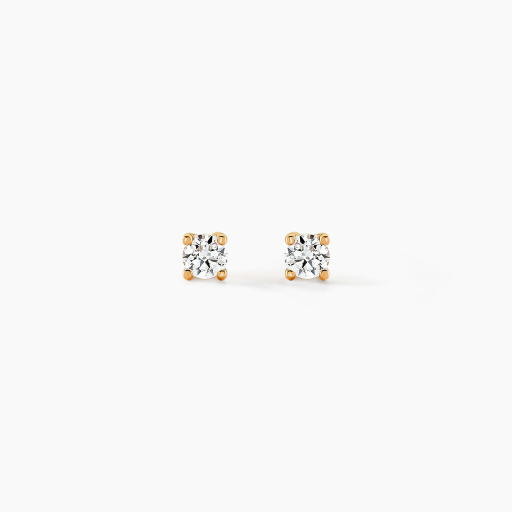 Boucles D'oreilles Puces Aphrodite Or Jaune Diamant - Puces Famille | Marc Orian