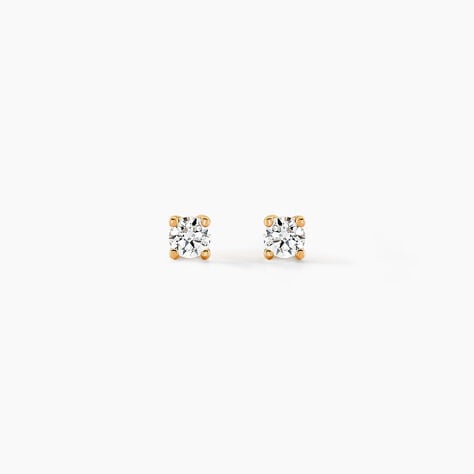 Boucles D'oreilles Puces Aphrodite Or Jaune Diamant - Puces Famille | Marc Orian