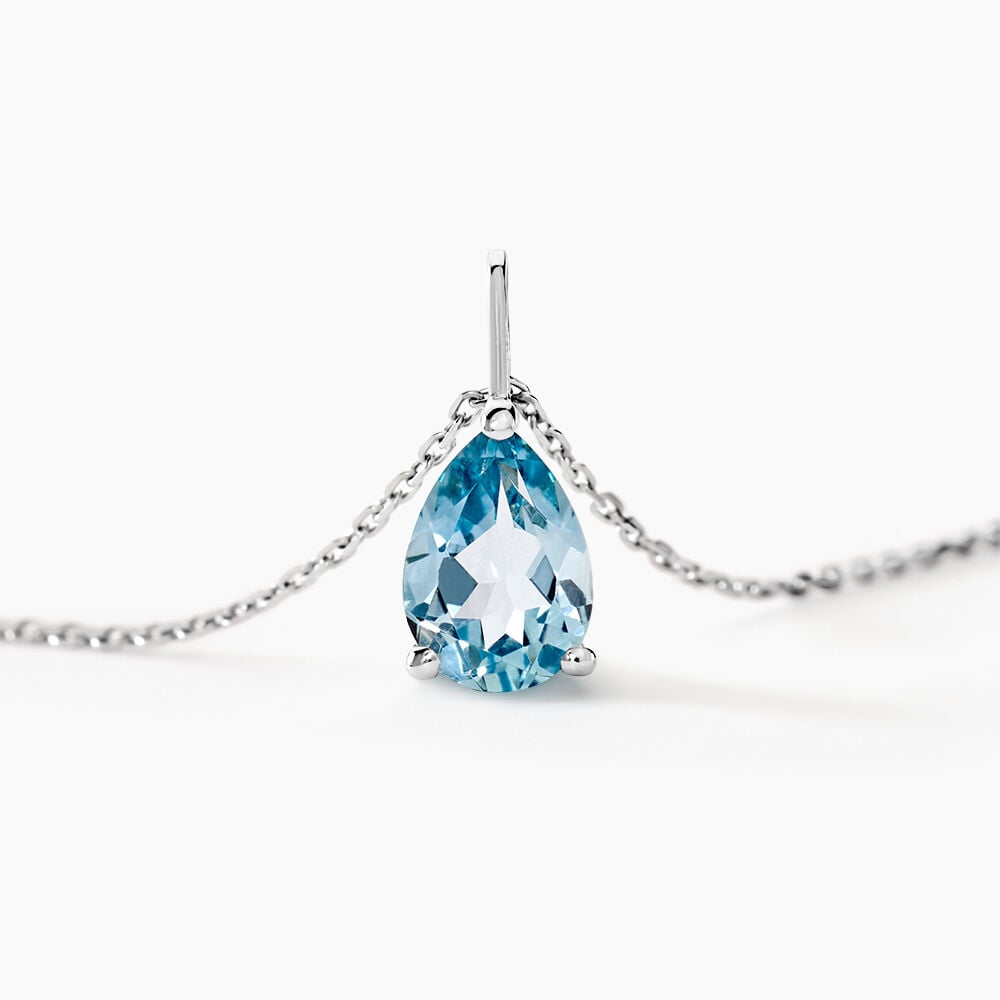 Collier Goutte Or Blanc Topaze - Colliers avec pierres Femme | Marc Orian