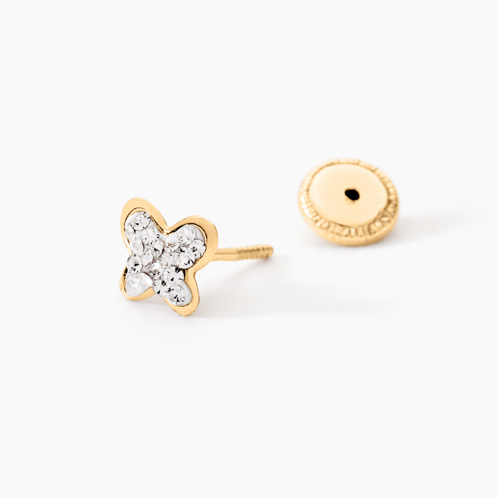 Boucles D'oreilles Puces Or Jaune Cercis Strass - Puces Enfant | Marc Orian