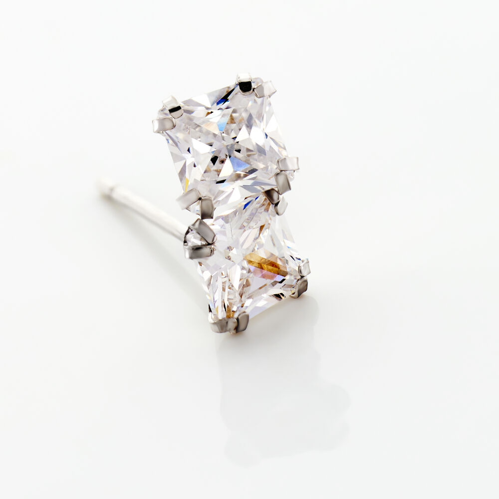 Boucles D'oreilles Puces Doreen Or Blanc Oxyde De Zirconium - Puces Famille | Marc Orian