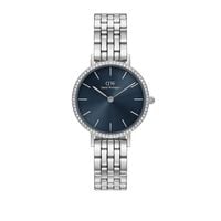 cadran argenté fond bleu bracelet acier argenté