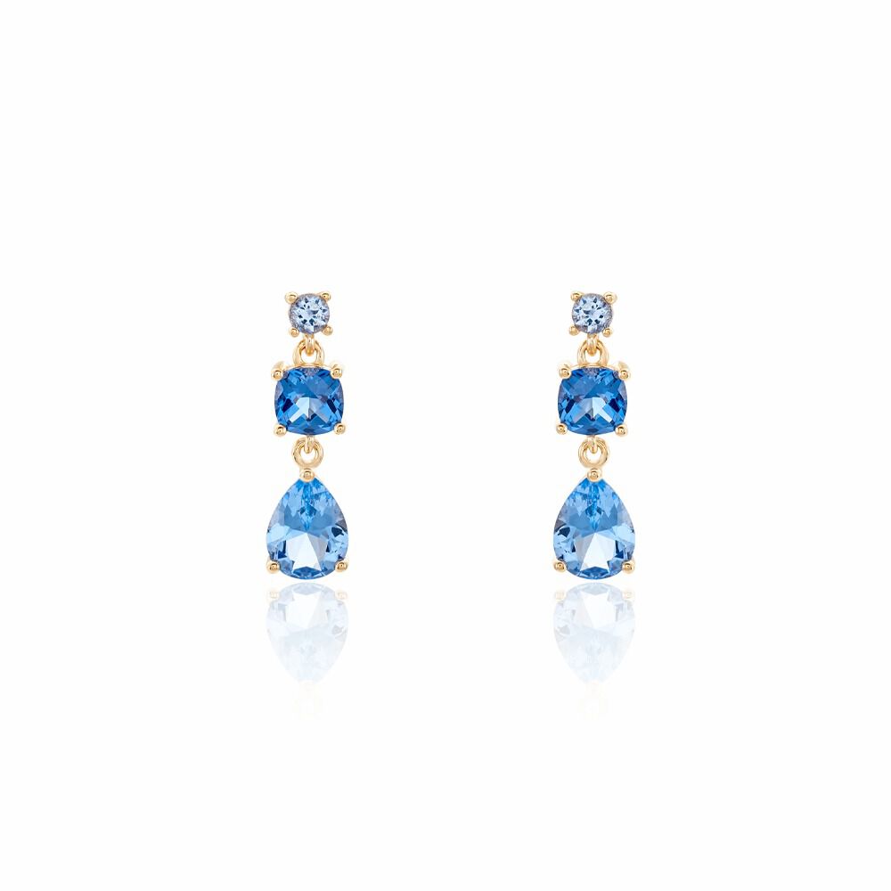 Boucles D'oreilles Pendantes Huffie Plaqué Or Jaune Pierre D'imitation - Pendantes Femme | Marc Orian