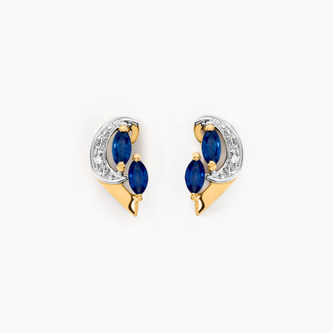 Boucles D'oreilles Puces Sakina Or Jaune Saphir Et Diamant Et Divers - Boucles d'oreilles mariage Femme | Marc Orian