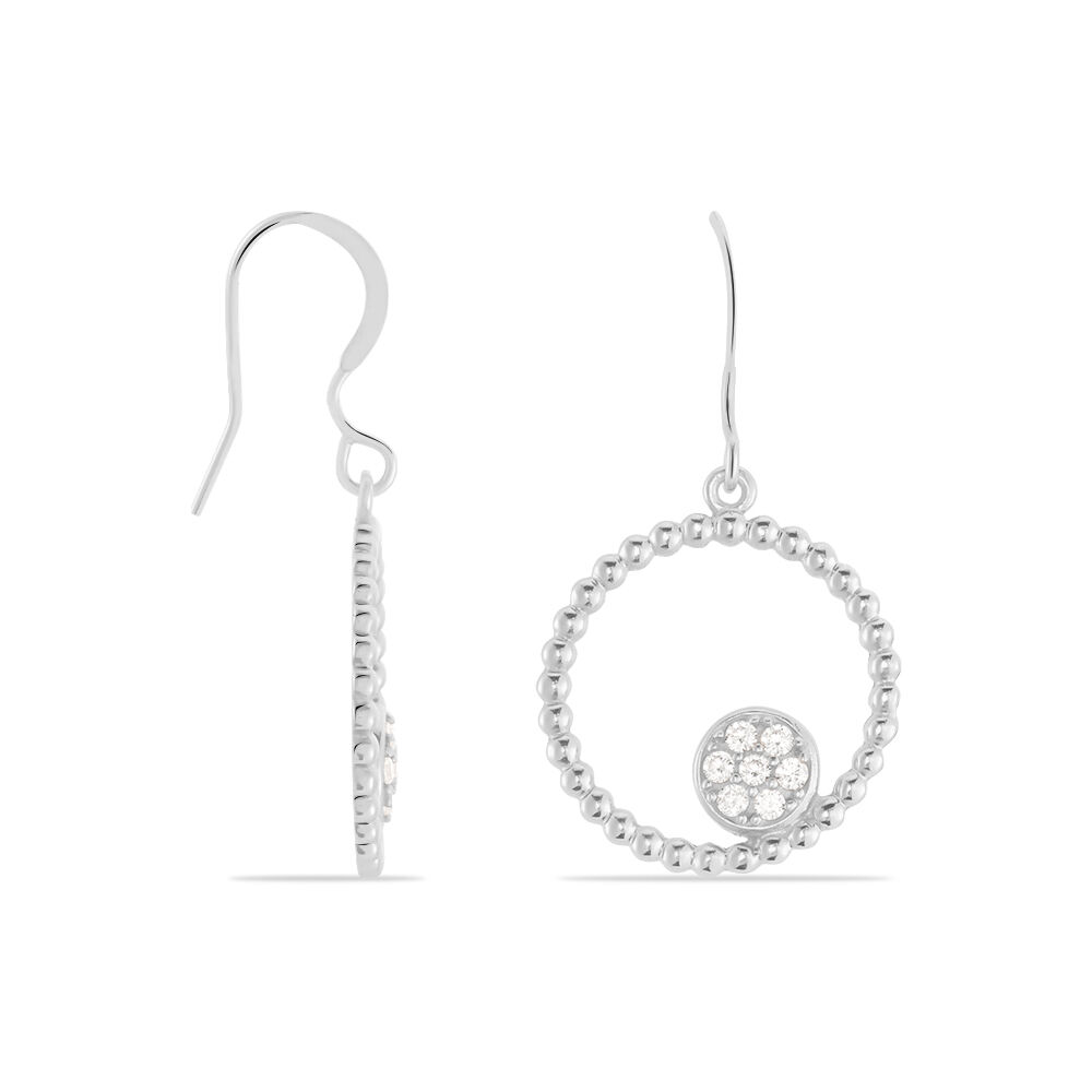 Boucles D'oreilles Pendantes Milano Argent Blanc Oxyde De Zirconium - Pendantes Femme | Marc Orian