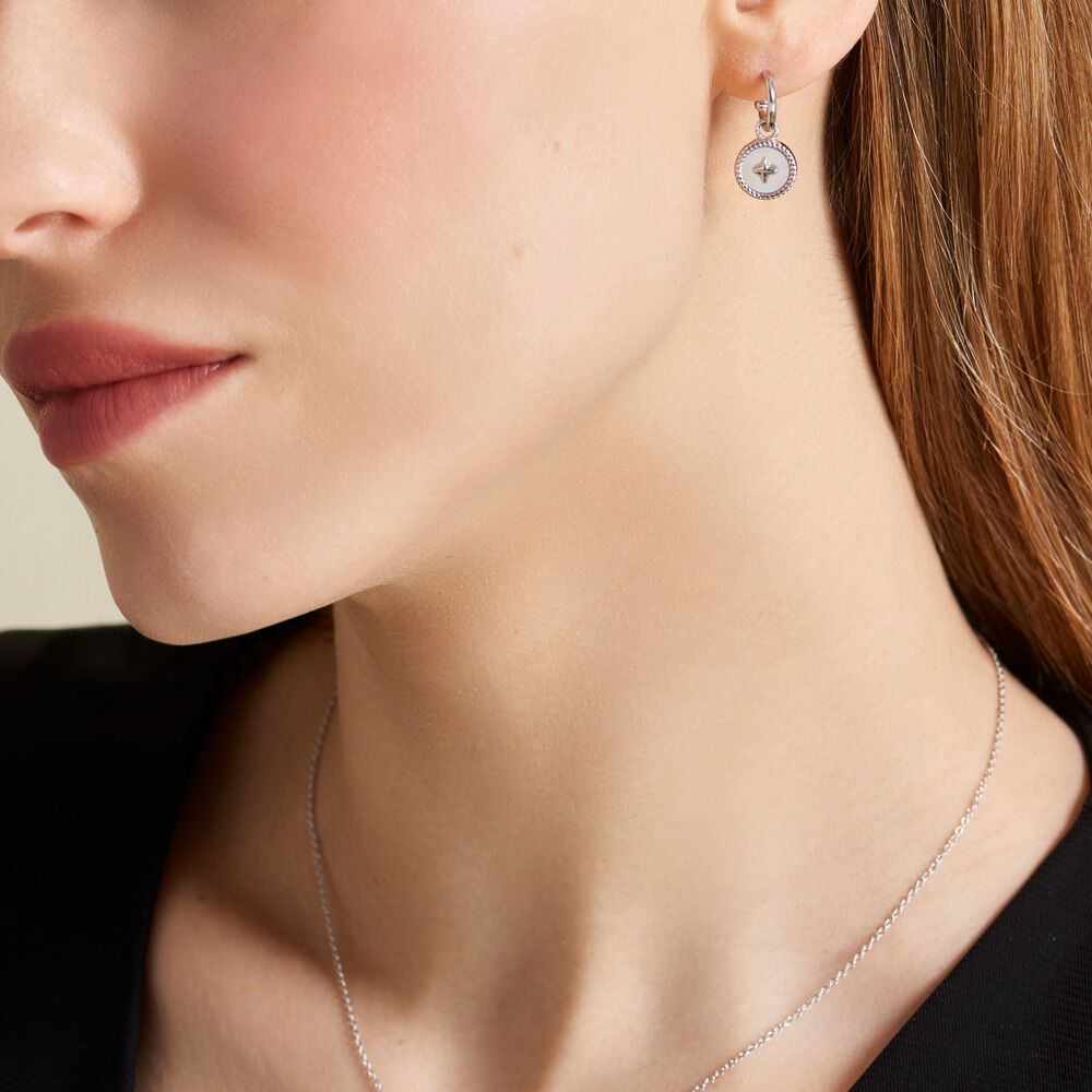 Créoles Izarra Argent Blanc Nacre - Créoles Femme | Marc Orian