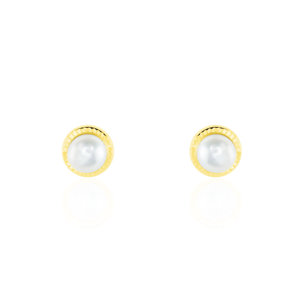 Boucles D'oreilles Puces Valliamee Diamante Or Jaune Perle De Culture - Puces Femme | Marc Orian