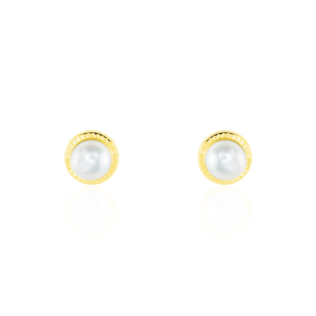 Boucles D'oreilles Puces Valliamee Diamante Or Jaune Perle De Culture - Puces Femme | Marc Orian