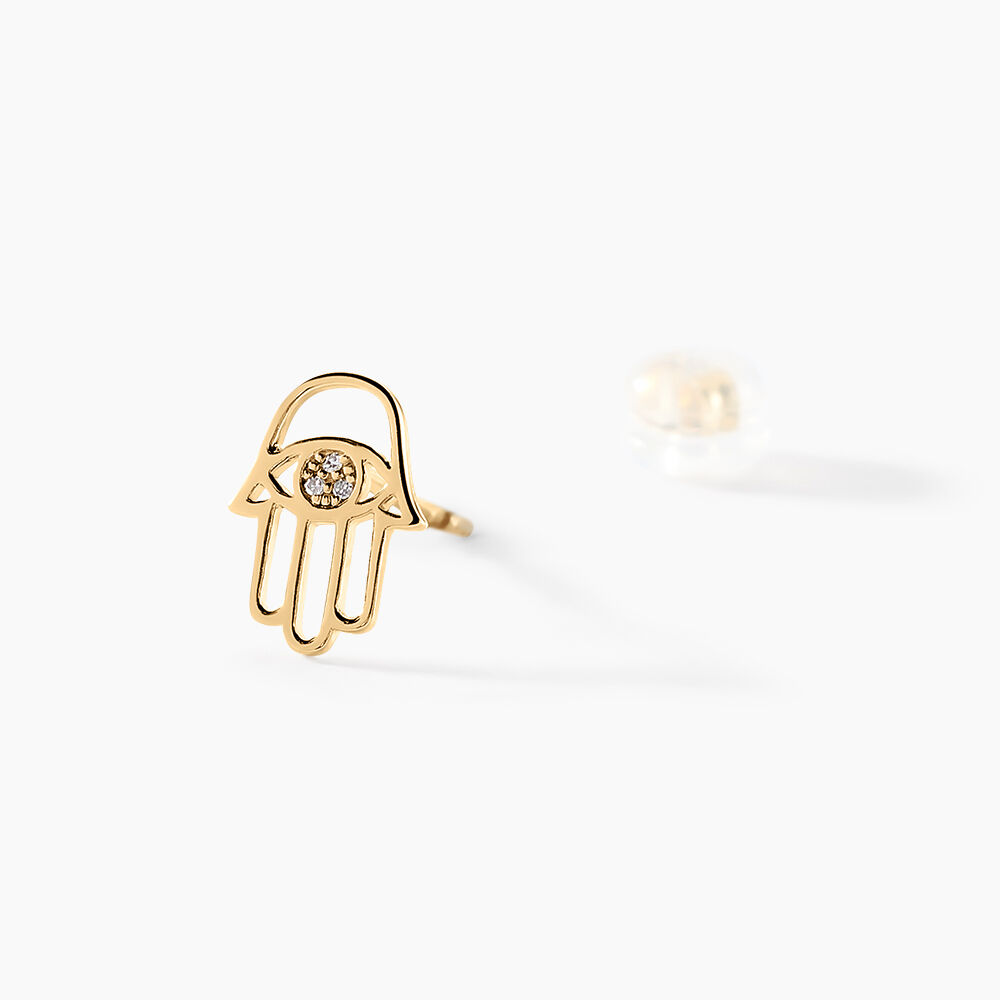 Boucles D'oreilles Puces Jamal Or Jaune Diamant -  Femme | Marc Orian