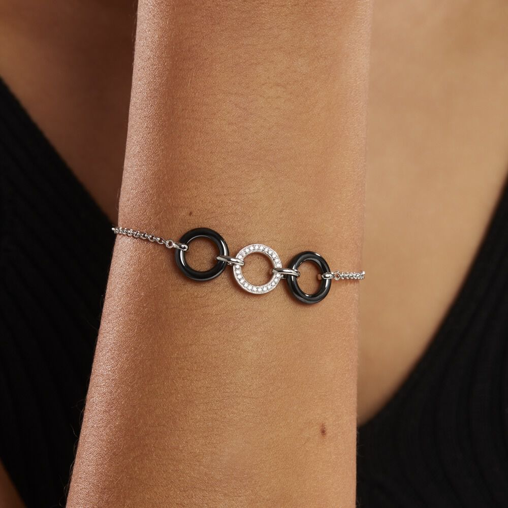 Bracelet Magalie Argent Blanc Céramique Et Oxyde De Zirconium - Bracelets chaînes Femme | Marc Orian