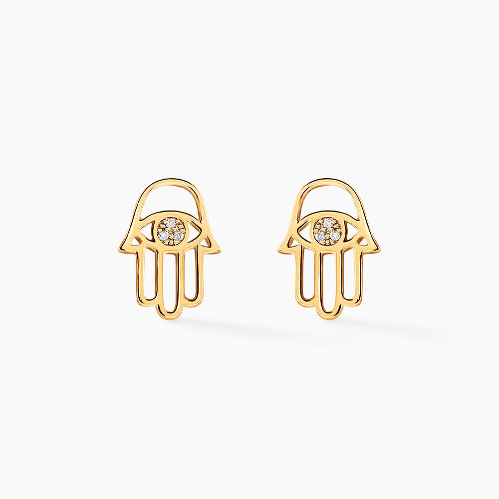 Boucles D'oreilles Puces Jamal Or Jaune Diamant -  Femme | Marc Orian