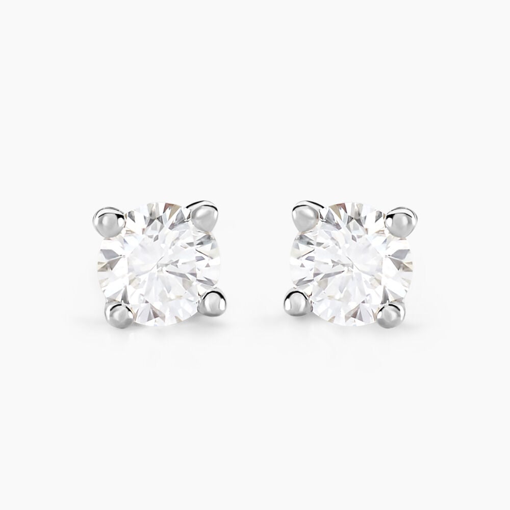 Boucles D'oreilles Puces Maurane Argent Blanc Diamant Synth&eacute;tique - Puces Femme | Marc Orian