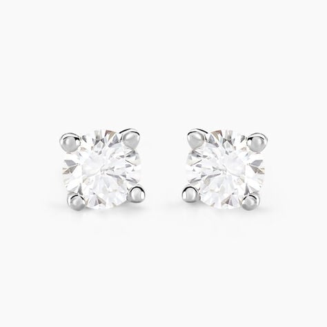 Boucles D'oreilles Puces Maurane Argent Blanc Diamant Synth&eacute;tique - Puces Femme | Marc Orian
