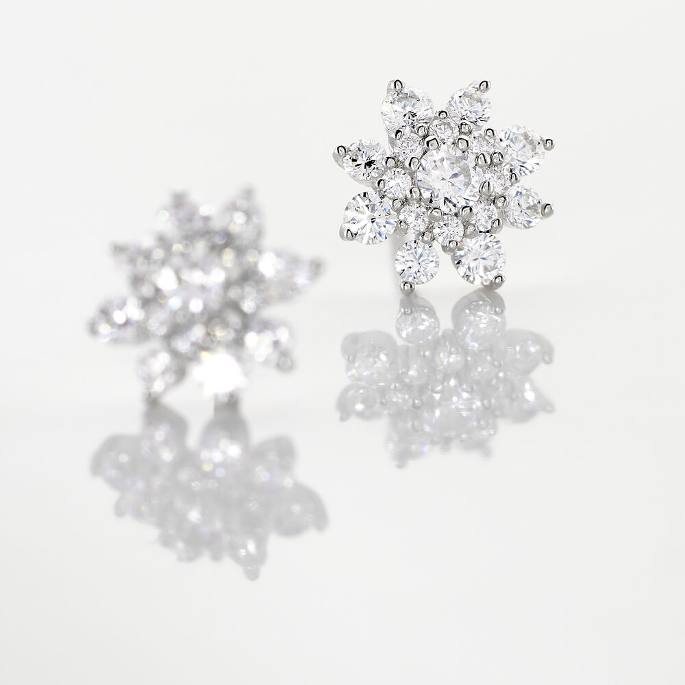 Boucles D'oreilles Puces Lorraine Argent Blanc Oxyde De Zirconium - Puces Femme | Marc Orian