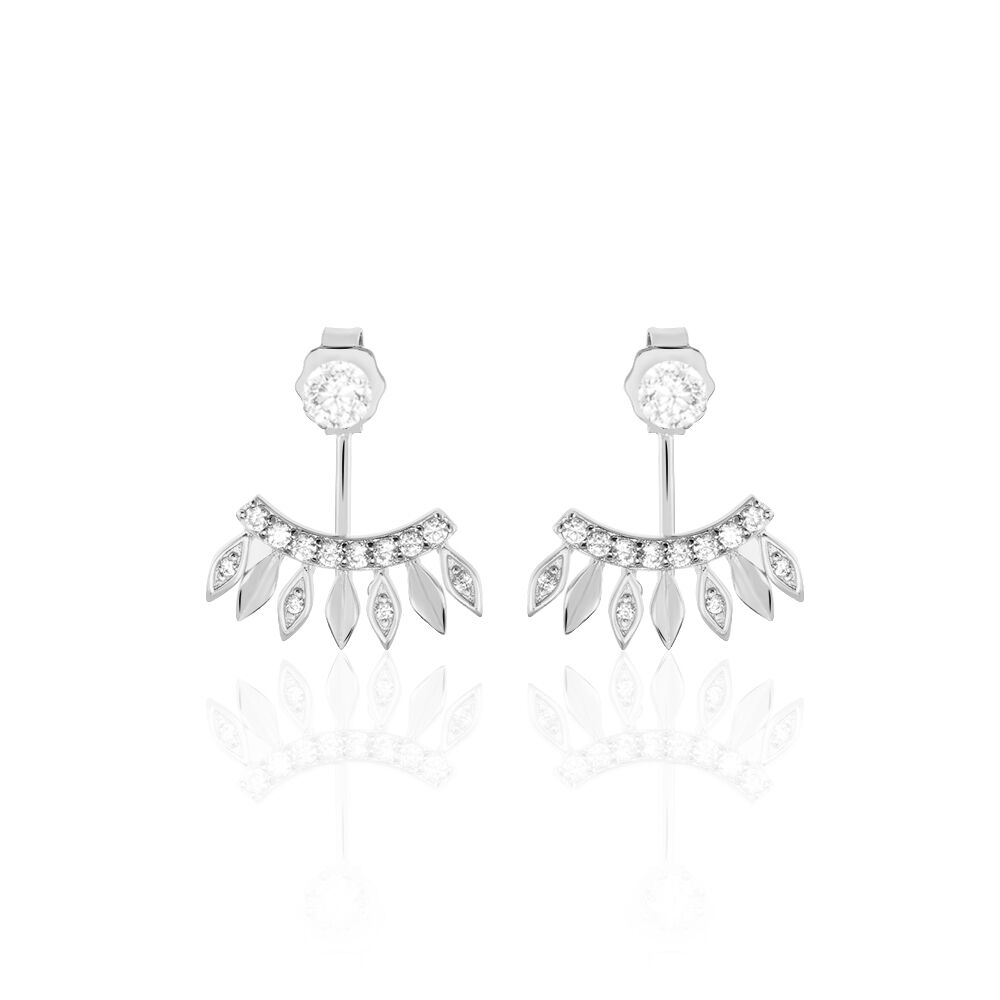 Bijoux D'oreilles Yannique Argent Blanc Oxyde De Zirconium - Boucles d'oreilles pampille Femme | Marc Orian