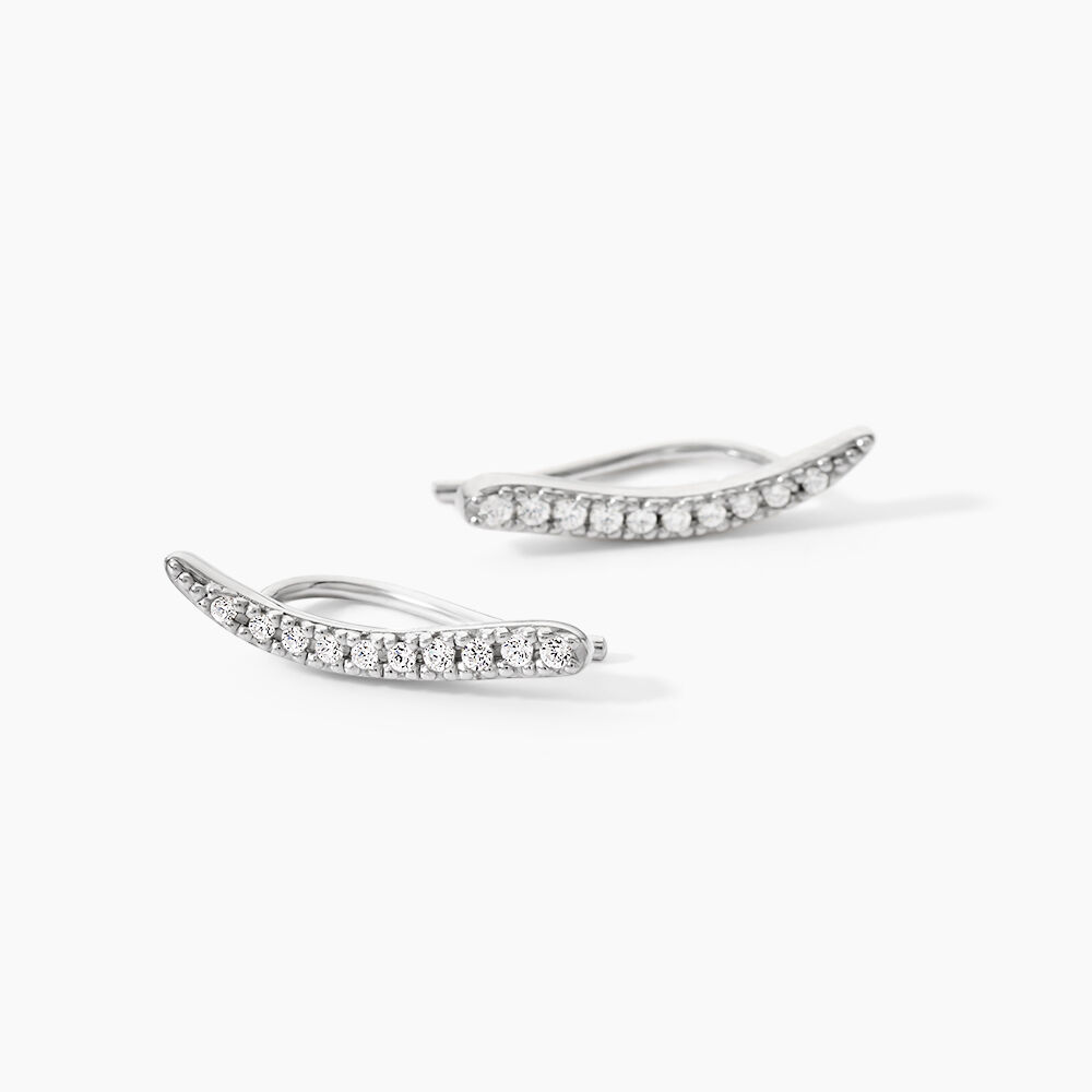 Bijoux D'oreilles Grimpants Gracelle Argent Blanc Oxyde De Zirconium - Piercings d'oreilles Femme | Marc Orian