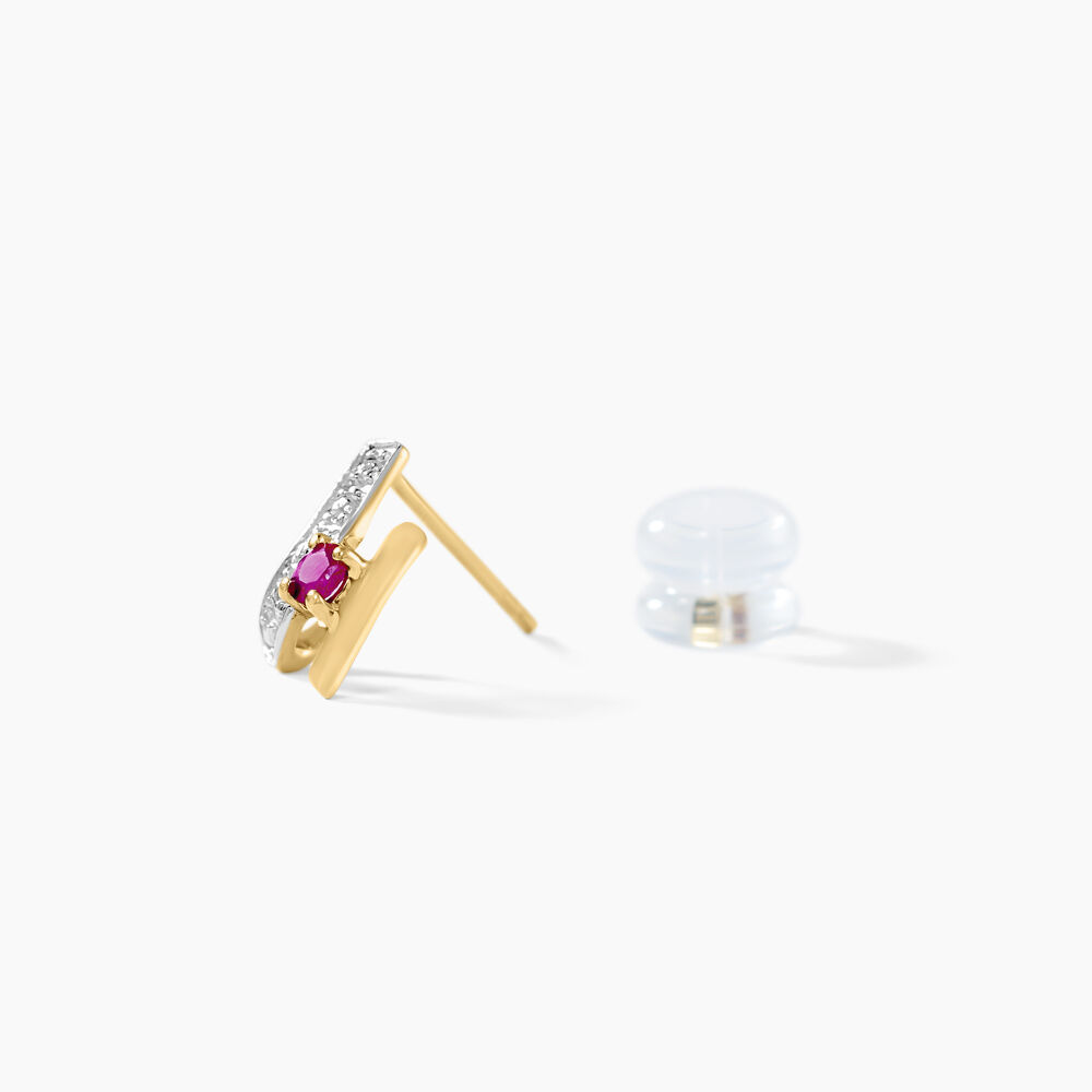 Boucles D'oreilles Puces Kirsten Or Jaune Rubis Et Diamant - Puces Femme | Marc Orian