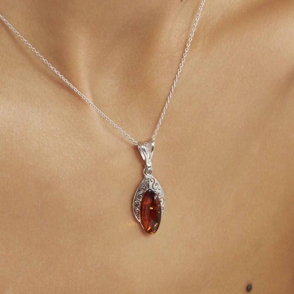 Collier Argent Blanc Enya Ambre - Colliers avec pierres Femme | Marc Orian