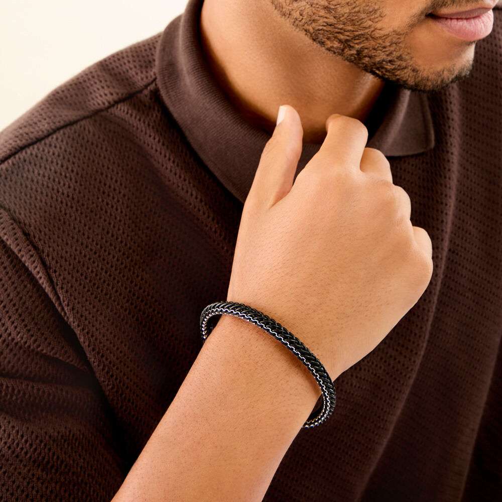 Bracelet Cuir De Vache Noir - Bracelets cuir Homme | Marc Orian