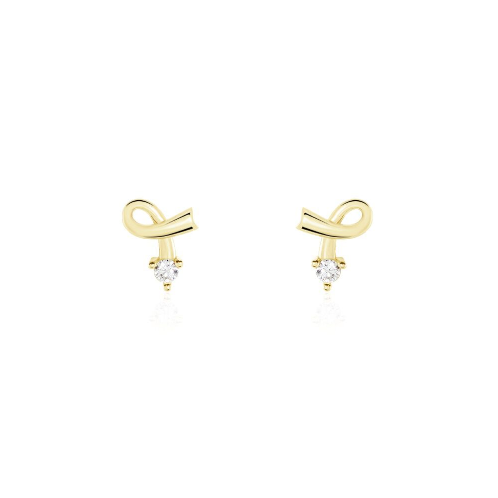 Boucles D'oreilles Puces Alvina Ruban Or Jaune Oxyde De Zirconium - Puces Femme | Marc Orian
