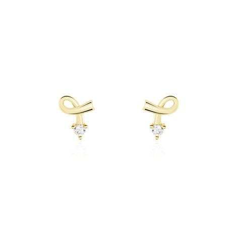 Boucles D'oreilles Puces Alvina Ruban Or Jaune Oxyde De Zirconium - Puces Femme | Marc Orian