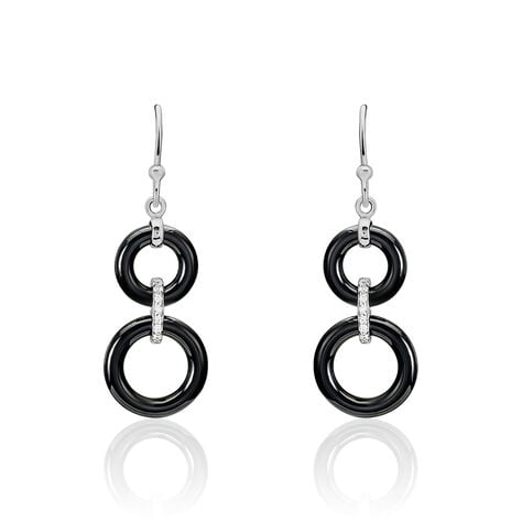 Boucles D'oreilles Pendantes Narcissa Argent Blanc Céramique Et Oxyde - Pendantes Femme | Marc Orian