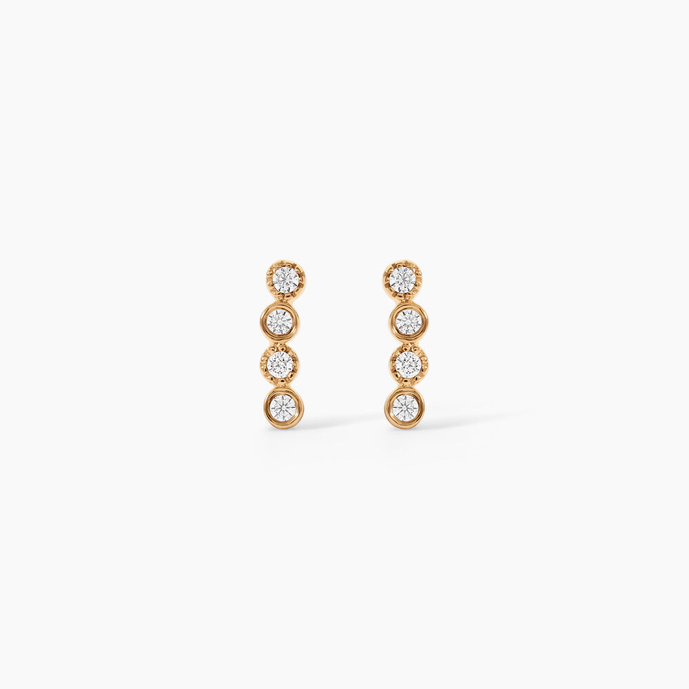 Boucles D'Oreilles Puces Emiliana Plaqu&eacute; Or Jaune Oxyde De Zirconium - Puces Femme | Marc Orian