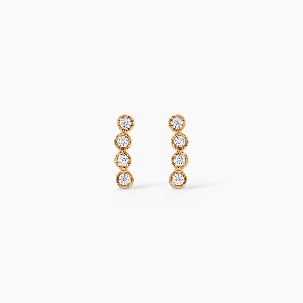 Boucles D'Oreilles Puces Emiliana Plaqu&eacute; Or Jaune Oxyde De Zirconium - Puces Femme | Marc Orian