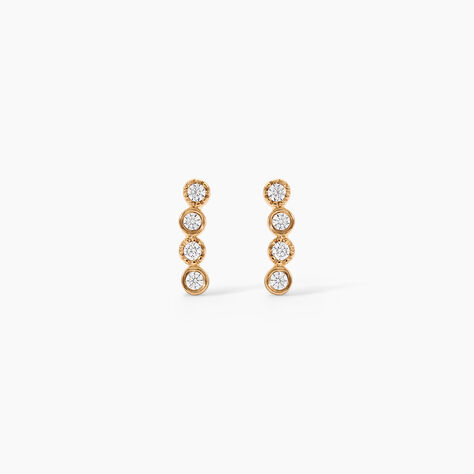Boucles D'Oreilles Puces Emiliana Plaqu&eacute; Or Jaune Oxyde De Zirconium - Puces Femme | Marc Orian