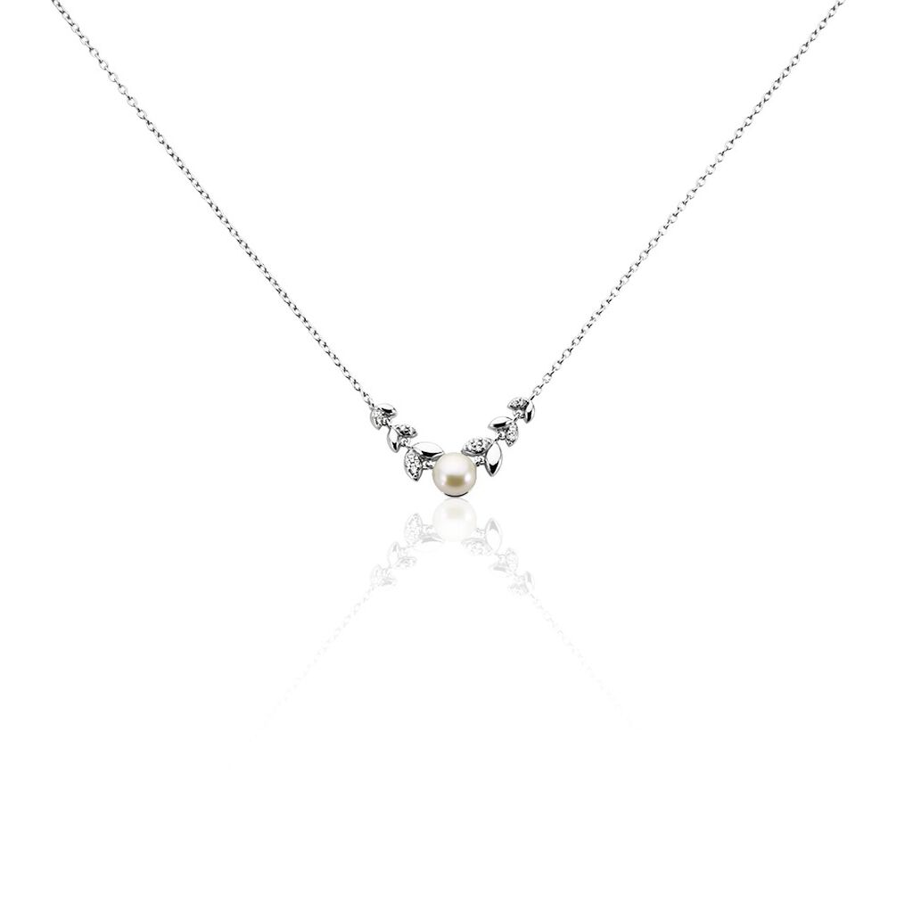 Collier Giambattista Argent Blanc Perle De Culture Oxyde De Zirconium - Colliers avec pierres Femme | Marc Orian