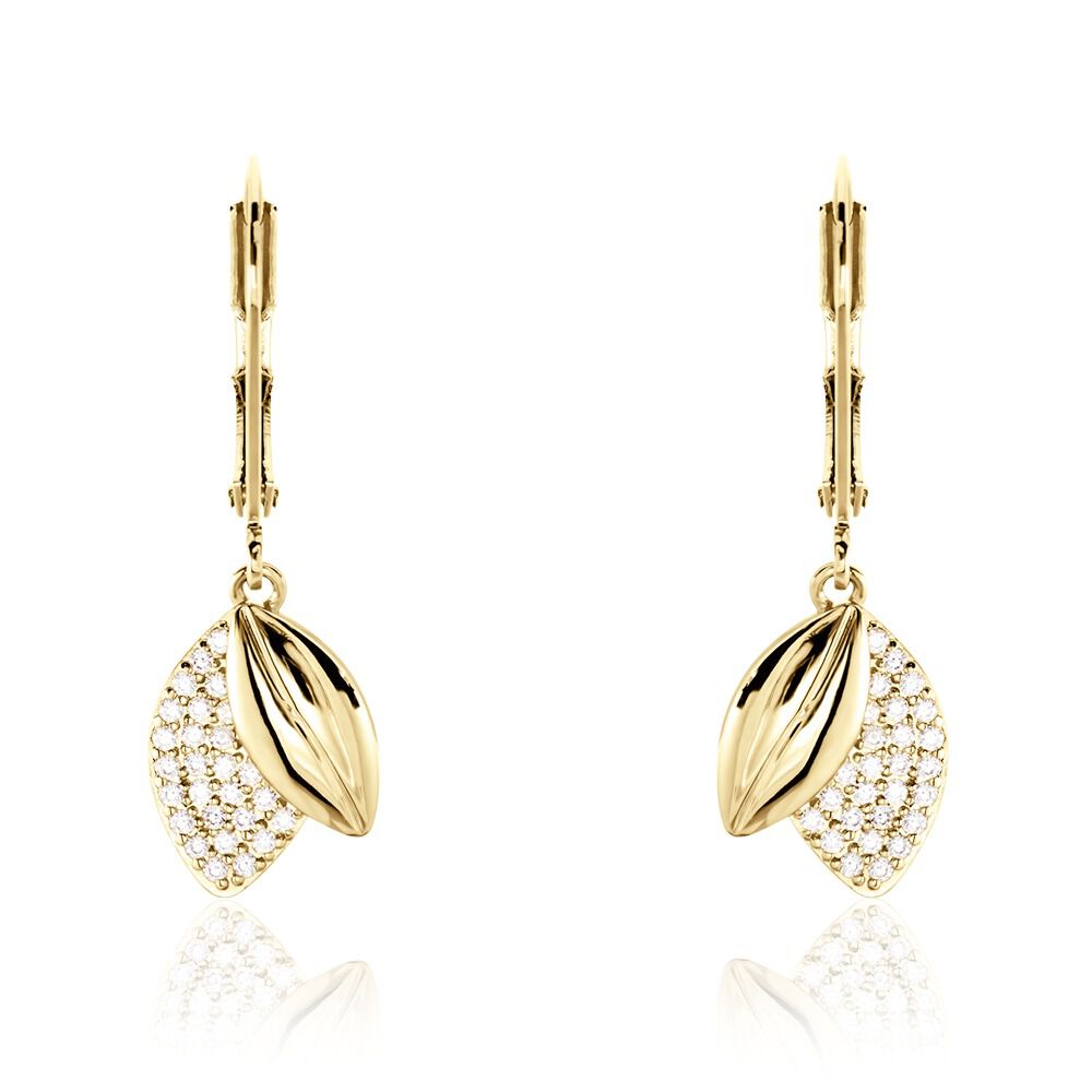 Boucles D'oreilles Pendantes Plaqu&eacute; Or Jaune Simao Oxydes De Zirconium - Pendantes Femme | Marc Orian