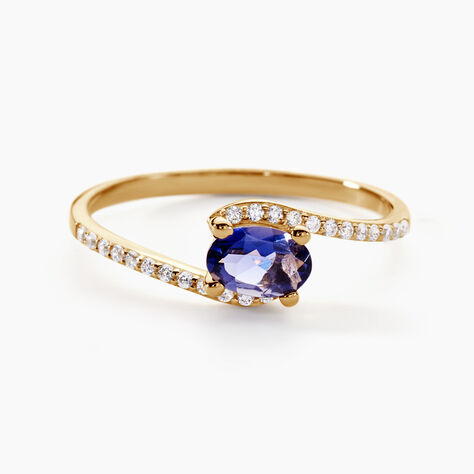 Bague Loriane Or Jaune Iolite Et Oxyde De Zirconium - Bagues pierres fines Femme | Marc Orian