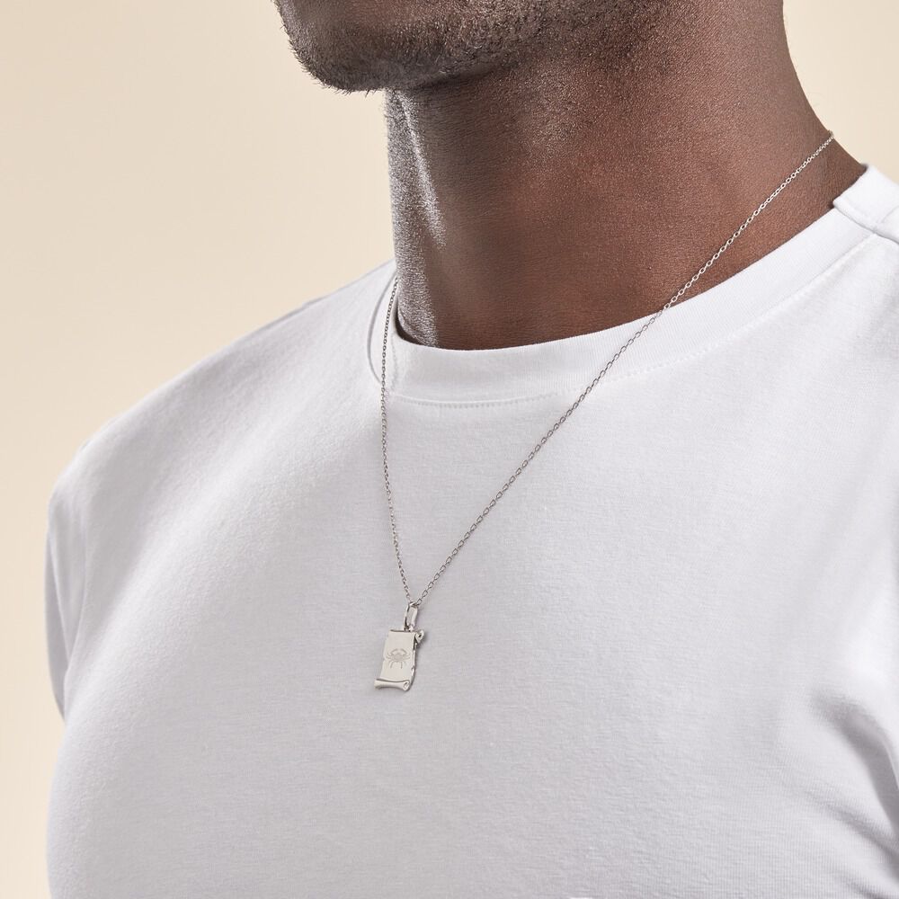Pendentif Zodiaque Parchemin Argent Blanc - Bijoux personnalisés Famille | Marc Orian