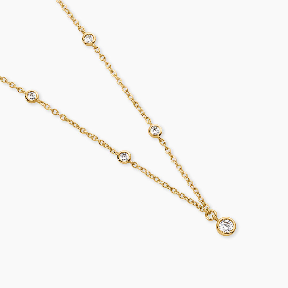 Collier Modestie Argent Dor&eacute; A L'Or 750/1000 Oxyde De Zirconium - Colliers avec pierres Femme | Marc Orian