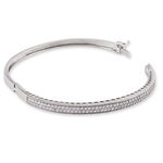 Bracelet Jonc Cl&eacute;lya Argent Blanc Oxyde De Zirconium - Bracelets joncs Femme | Marc Orian