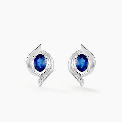 Boucles D'oreilles Puces Lydia Or Blanc Saphir - Puces Femme | Marc Orian