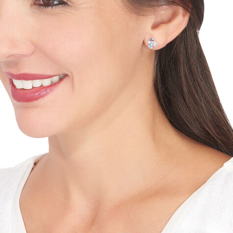 Boucles D'oreilles Puces Doryne Or Blanc Topaze Et Oxyde De Zirconium - Clous d'oreilles Femme | Marc Orian