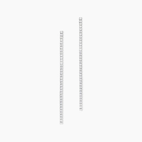 Boucles D'oreilles Pendantes Lou-anne Argent Blanc Oxyde De Zirconium - Pendantes Femme | Marc Orian