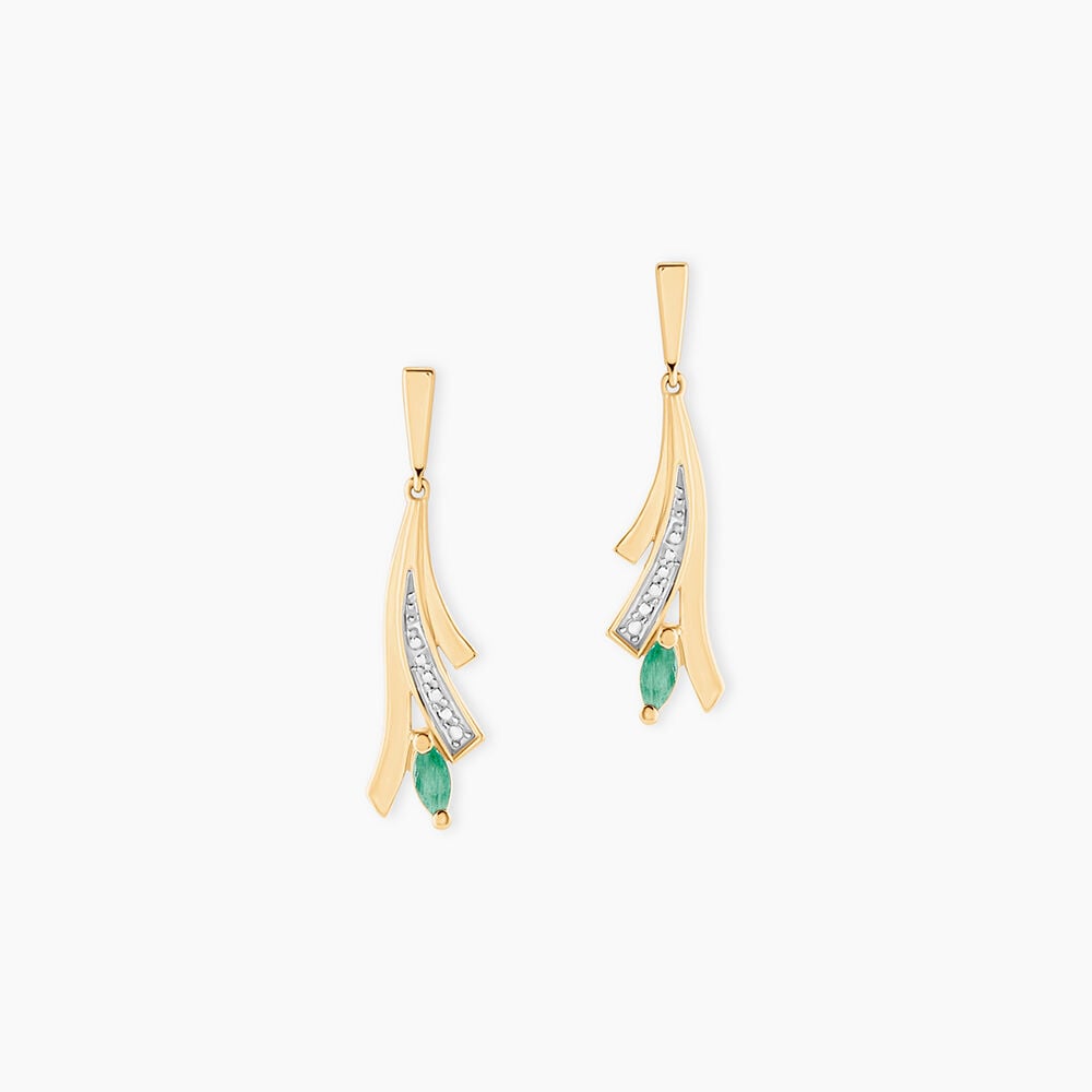Boucles D'Oreilles Pendantes Usha Or Jaune Emeraude - Pendantes Femme | Marc Orian