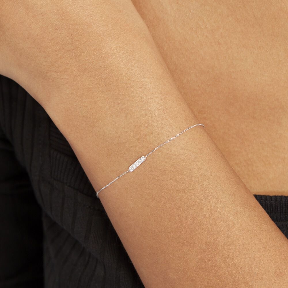 Bracelet Jonc Rosalin Blanc Diamant Blanc - Bracelets chaînes Femme | Marc Orian