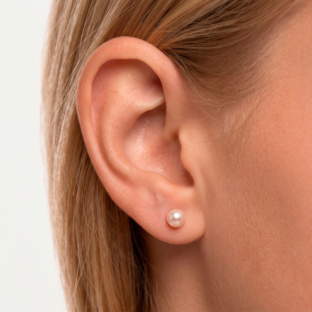 Boucles D'Oreilles Puces Bianca Or Jaune Perle De Culture - Puces Enfant | Marc Orian