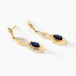 Boucles D'oreilles Pendantes Ondulations Or Jaune Saphir Diamant - Boucles d'oreilles mariage Femme | Marc Orian