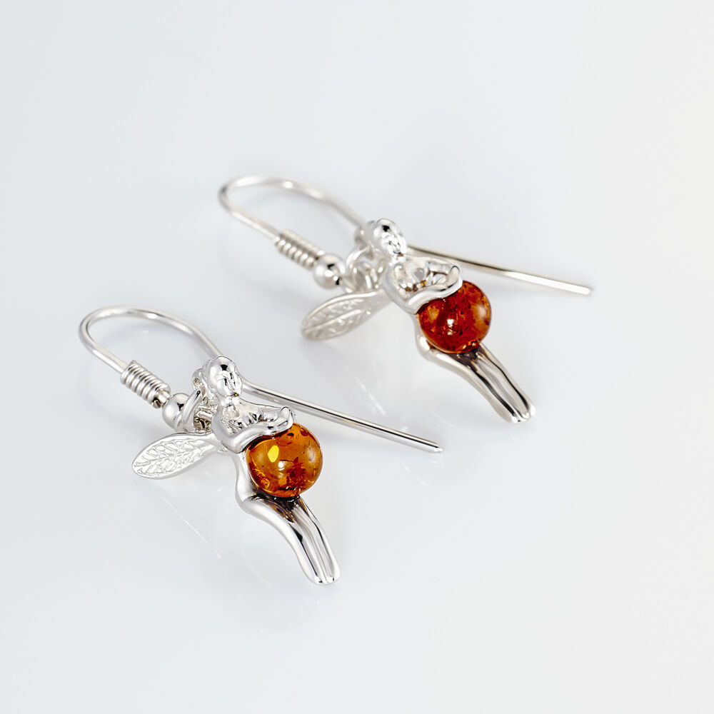 Boucles D'oreilles Pendantes Argent Blanc Abellia Ambre - Pendantes Femme | Marc Orian