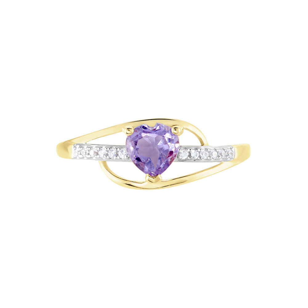 Bague Silucia Or Jaune Amethyste Et Oxyde De Zirconium - Bagues pierres fines Femme | Marc Orian