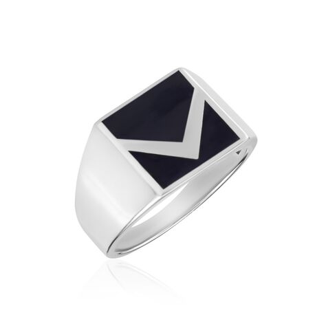 Chevalière Argent Blanc Christoffer Email - Chevalières Homme | Marc Orian