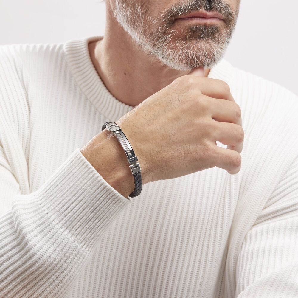 Bracelet Yannick Acier Blanc - Bracelets cuir Homme | Marc Orian
