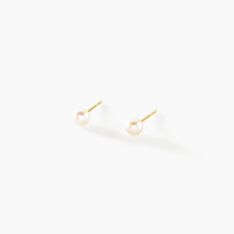 Boucles D'oreilles Puces Suki Rondes Nacres Or Jaune Perle De Culture - Clous d'oreilles Femme | Marc Orian