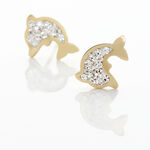 Boucles D'oreilles Puces Eleanor Dauphin 0 Or Jaune Strass - Puces Femme | Marc Orian